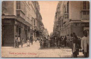 Puerto De Santa Maria Spain c1910 Postcard Calle Larga Street Scene