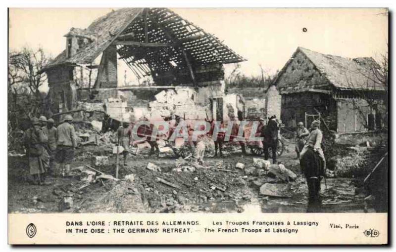 Old Postcard On The Oise Retreat In The Germans The Germans Oise Army