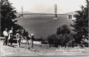 Golfing in Lincoln Park San Francisco California RPPC C074