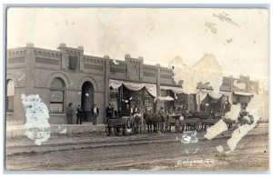 c1910s Main Street State Bank Horse Carriage Ledyard Iowa IA RPPC Photo Postcard