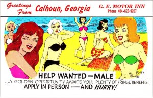 Calhoun, GA Georgia GE MOTOR INN Advertising BATHING BEAUTIES Roadside Postcard