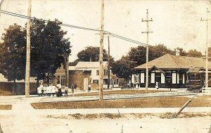 Jordan NY Railroad Station Train Depot Trolley Teacher W/Students RPPC