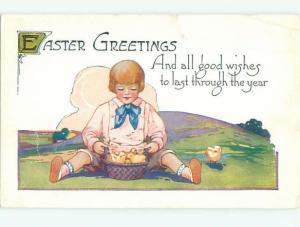 Divided-Back CHILDREN AT EASTER SCENE Great Postcard AA1739