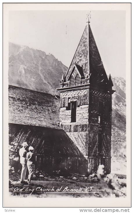 RP, Couple, Old Log Church At Bennett, Yukon, Canada, 1920-1940s