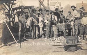 Cutler ME Dressing Fish Dockside real photo postcard.​