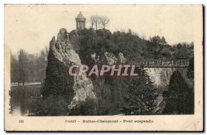 Old Postcard Paris Buttes Chaumont Suspension Bridge