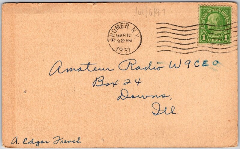 1931 QSL Radio Card W8IY Amateur Radio Station Posted Postcard