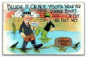Comic Greetings Wear Rubber Boots In Canada Feet Git Wet Beer Postcard S1