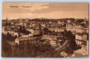 Schleswig-Holstein Germany Postcard Flensburg Panorama I 1924 Antique Posted
