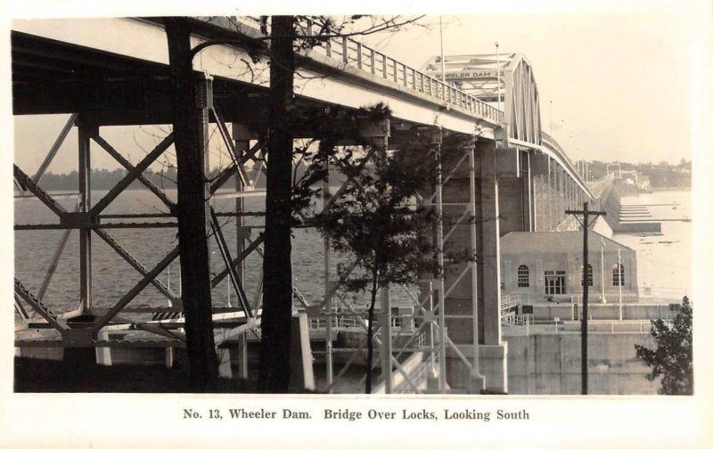 RPPC WHEELER DAM Bridge Over Locks Tennessee River Alabama '30s Vintage Postcard