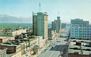 SALT LAKE CITY UTAH-MAIN STREET-ELEVATED VIEWS~LOT OF 2 1950-60s POSTCARDS 