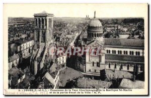 Postcard Old Tours L and L Panorama of the Charlemagne Tower of the Basilica ...