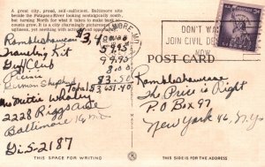 Vintage Postcard 1957 Greetings from Baltimore Maryland Great Self-Sufficient MD