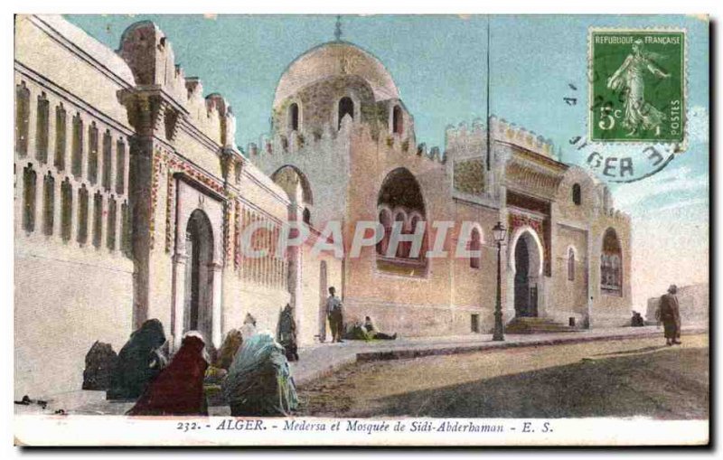 Old Postcard Algeria ALGIERS Madrasa and Mosque of Sidi Abderbaman