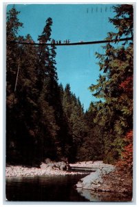 1955 Capilano Canyon Suspension Bridge North Vancouver BC Vintage Postcard 