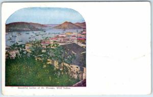 ST. THOMAS, VIRGIN ISLAND  West Indies  BEAUTIFUL HARBOR  ca 1910s Postcard