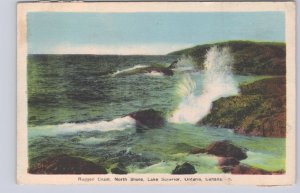 Rugged Coast, North Shore, Lake Superior, Ontario, Vintage 1944 PECO Postcard