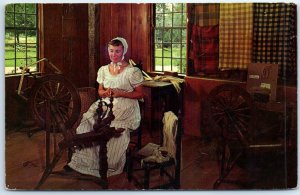 Spinning at the Foot Wheel, Old Sturbridge Village, Sturbridge, Massachusetts