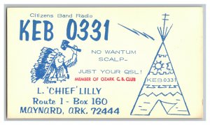 Postcard QSL Radio Card From Maynard Ark. Arkansas KEB 0331