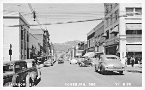 Roseburg OR Jackson Street Drug Store Storefronts Real Photo Postcard