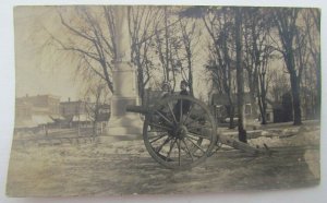 CIVIL WAR CANNON w/ CHILDREN RPPC ANTIQUE PHOTO POSTCARD artillery