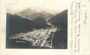 Postcard RPPC 1907 Idaho Wallace mining Birdseye View undivided 23-12970