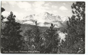 RPPC Postcard Pikes Peak from rampart Range Road Colorado CO