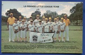 La Grange Texas tx Little League Team 1974 Champions named player postcard