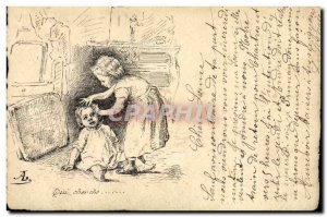 Old Postcard Fantasy Illustrator (drawing hand) Children