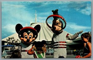 Postcard Walt Disney World FL c1980s Space Mountain Welcome To The Future Goofy