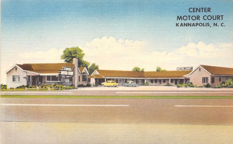 B55/ Kannapolis North Carolina NC Postcard Center Motor Court Roadside