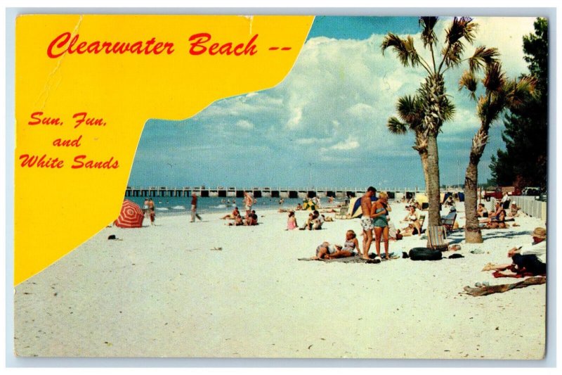 1967 Bathing Scene, The Wide Sandy Beach of Clearwater Beach FL Postcard