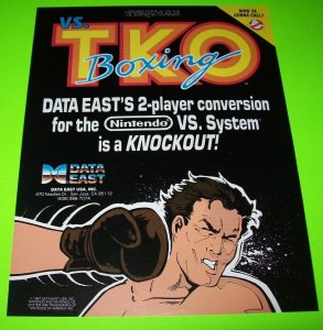 VS TKO Boxing Arcade FLYER Original 1987 Video Game Retro Promo Art Vintage