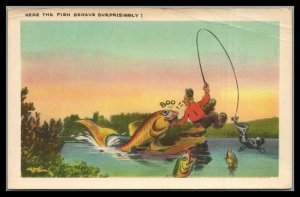 COMIC Postcard Fishing Slight wrinkle top right corner