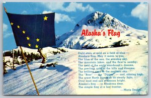 Alaska State Flag & Song~Eight Stars Of Gold~Marie Drake~PM 1963~Vtg Postcard