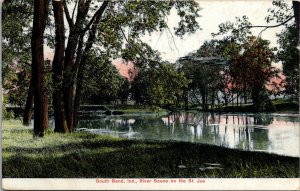 Postcard River Scene on the St. Joe in South Bend, Indiana~132752