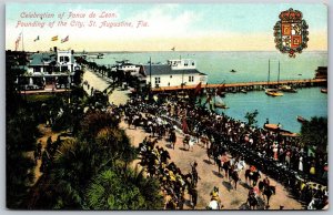 Vtg St Augustine FL Celebration of Ponce de Leon City Founding 1910s Postcard