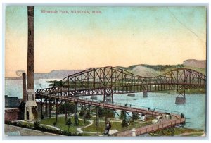 c1910 Riverside Park Bridge Tower Exterior Winona Minnesota MN Vintage Postcard