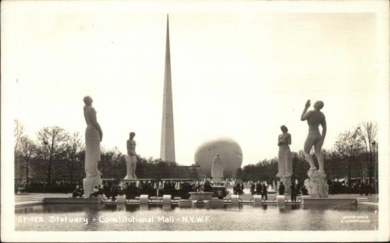 1939-40 New York City NY World's Fair Real Photo Postcard CON MALL STATUARY