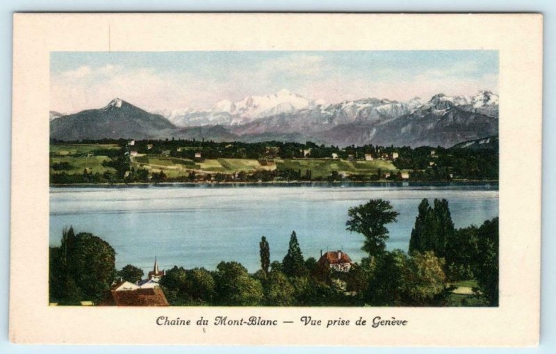 GENEVA, SWITZERLAND Beautiful View CHAINE du MONT-BLANC c1910s  Postcard
