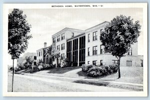 Watertown Wisconsin WI Postcard Bethesda Home Building Trees Exterior View 1940