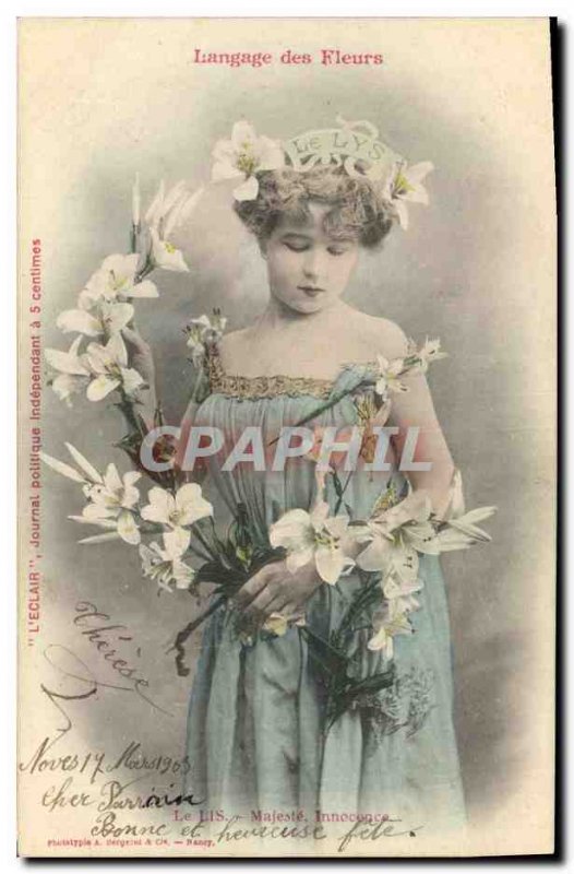 Old Postcard Fantasy Flowers language Le Lis