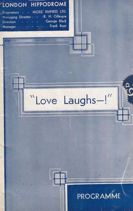 Love Laughs Laddie Cliff Aleen Kearns Comedy Hippodrome London Theatre Programme