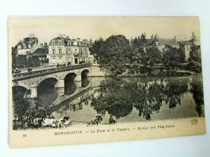 Vintage Postcard Romorantin Le Pont et le Theatre Bridge & Play House London UK