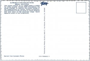 Superstition Mountains Mesa Arizona AZ Cactus Peaks Cloud Formation Postcard