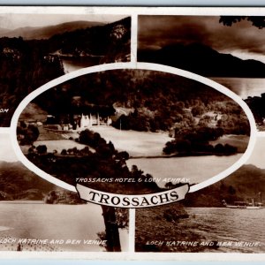 1933 Loch Achray, Scotland RPPC Trossachs Hotel Collage Real Photo Katrine A75