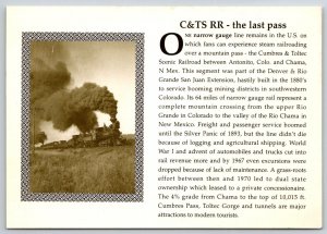 Cumbres & Coltec Railroad  Toltec Gorge  New Mexico  Postcard