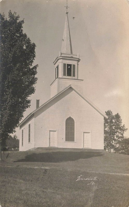 Swanville ME Church in 1906, Real Photo Postcard