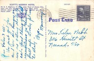 MASON CITY,  IA  Iowa  SCOTT'S MODERN MOTEL  Playground  Roadside  1954 Postcard