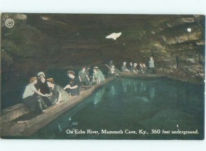 Divided-back TOURISTS ON UNDERGROUND RIVER Mammoth Cave Park Cave City KY AE6854